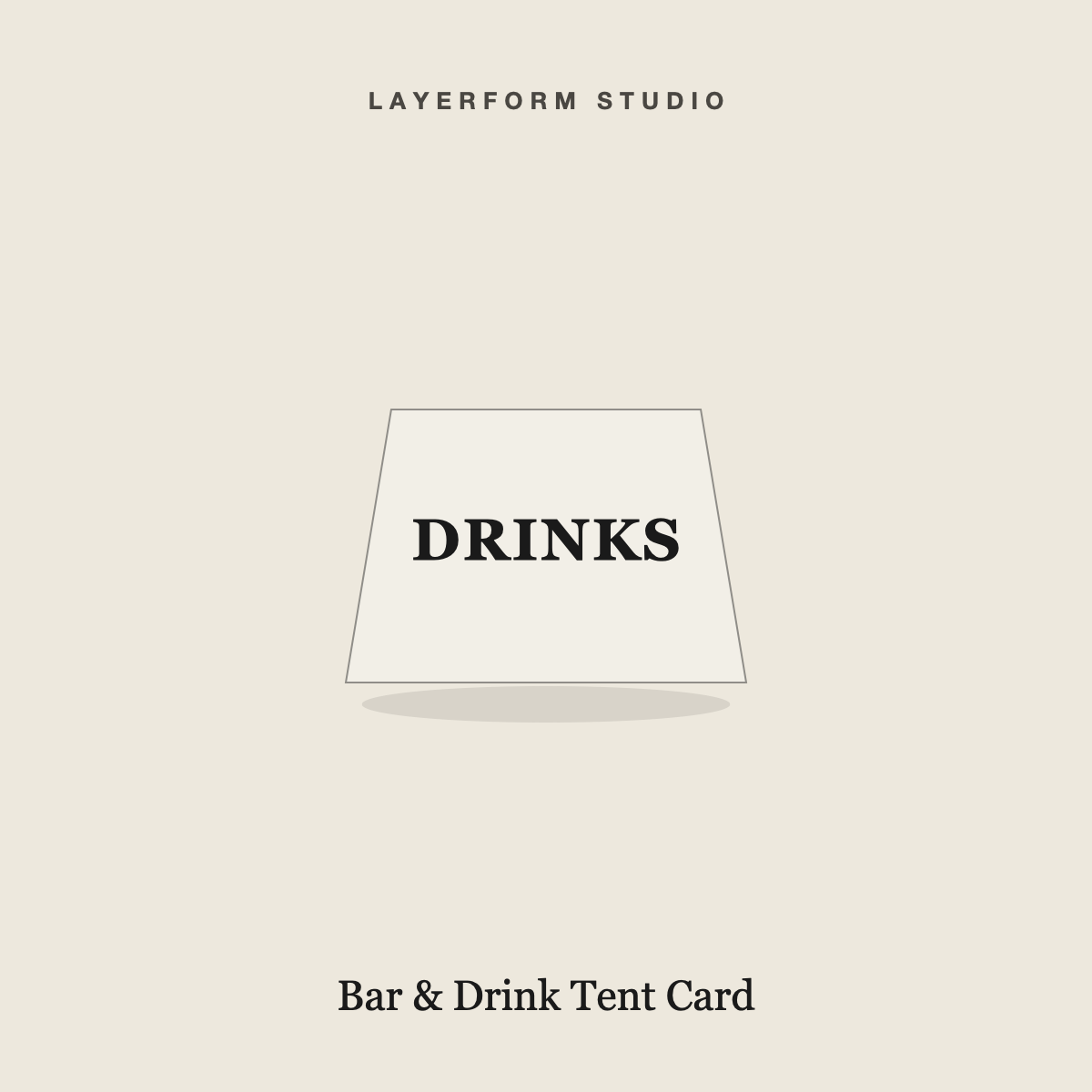 Clear acrylic bar and drink tent card by LayerForm Studio