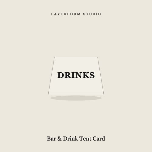 Clear acrylic bar and drink tent card by LayerForm Studio