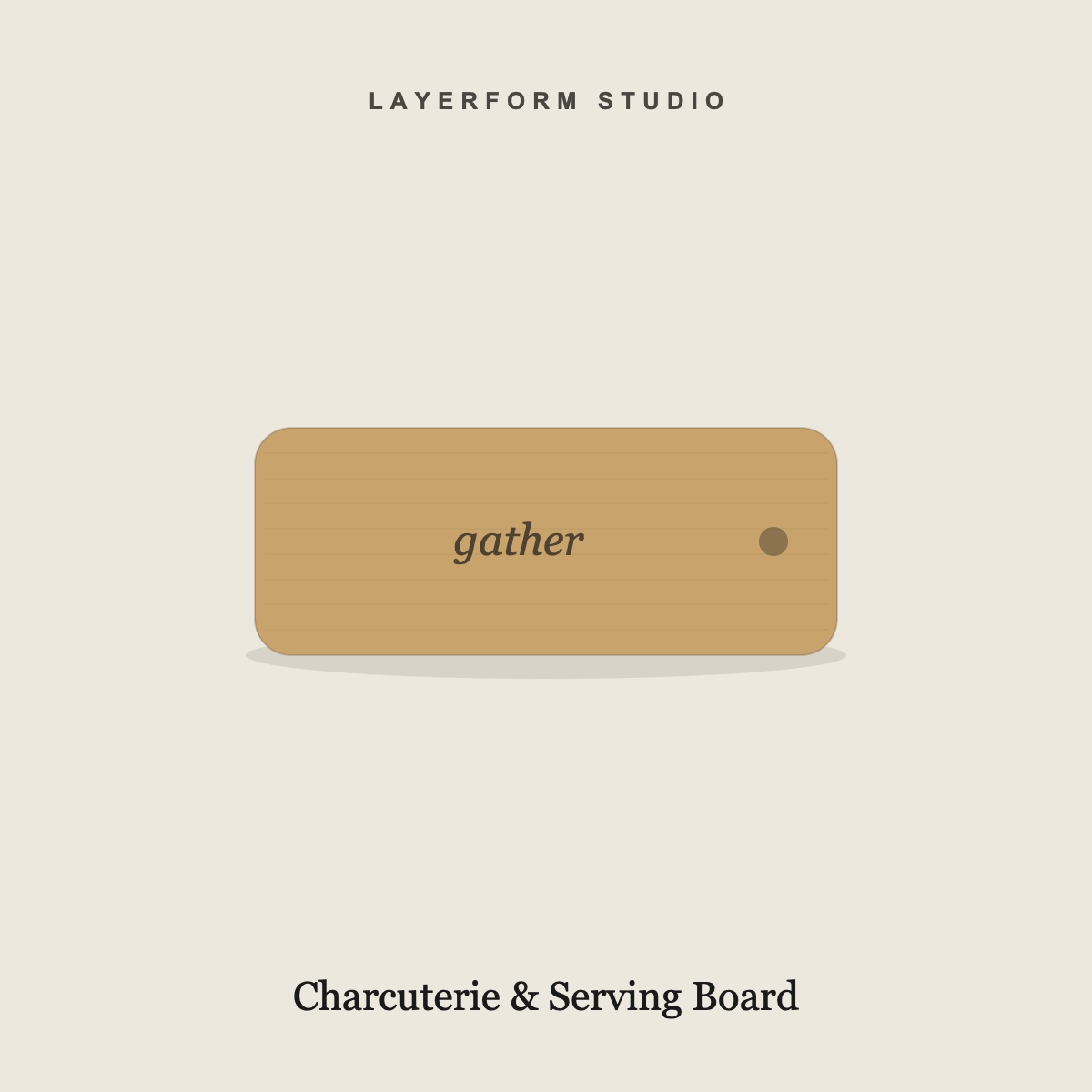 Engraved wood charcuterie and serving board by LayerForm Studio