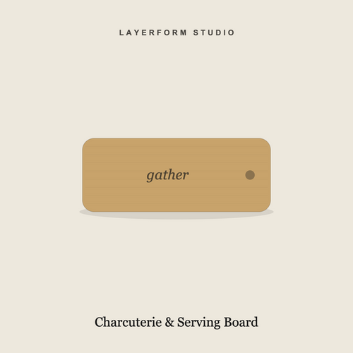Engraved wood charcuterie and serving board by LayerForm Studio