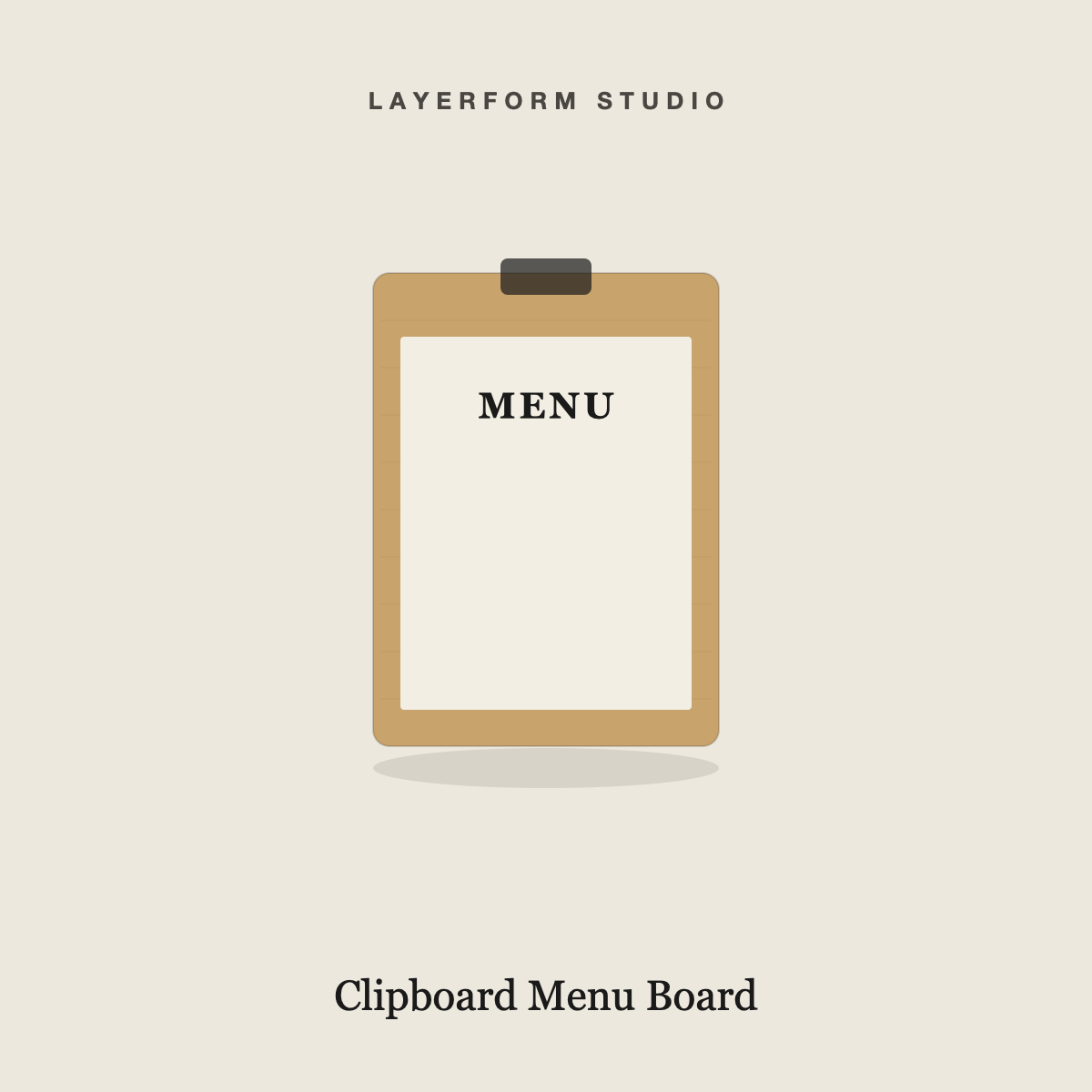 Engraved wood clipboard menu board by LayerForm Studio