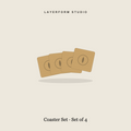 Set of four engraved wood coasters by LayerForm Studio