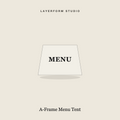 Double-sided A-frame acrylic menu tent by LayerForm Studio