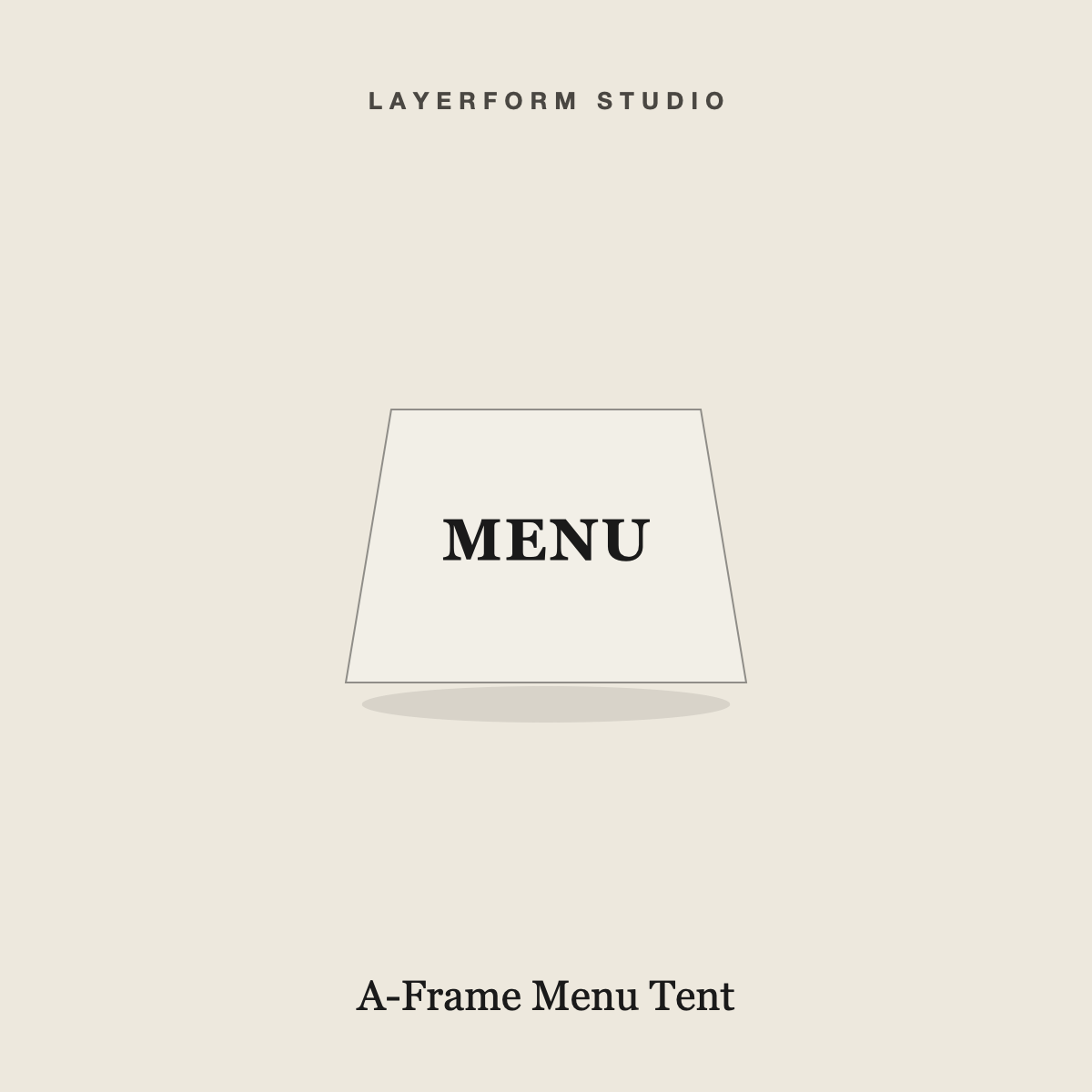 Double-sided A-frame acrylic menu tent by LayerForm Studio