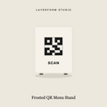 Frosted acrylic QR menu stand by LayerForm Studio