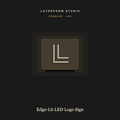 Edge-lit LED acrylic logo sign by LayerForm Studio