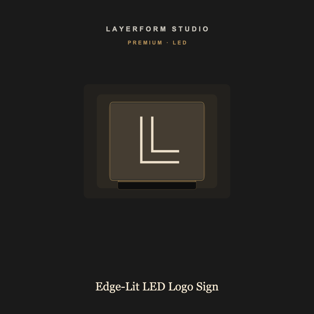 Edge-lit LED acrylic logo sign by LayerForm Studio