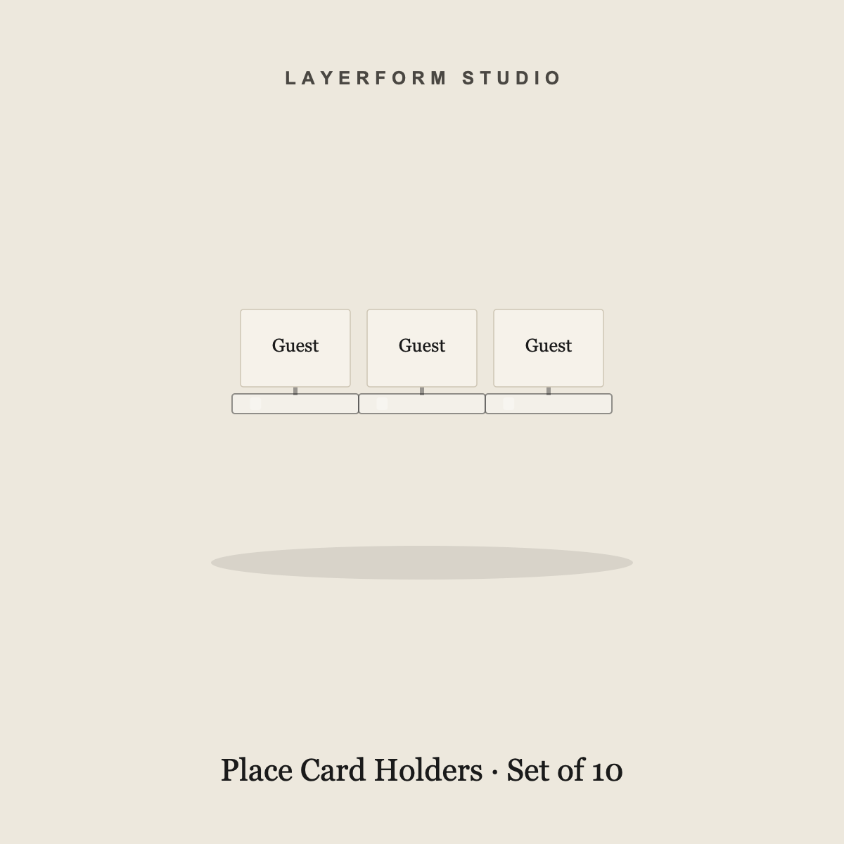 Set of acrylic and wood place card holders by LayerForm Studio