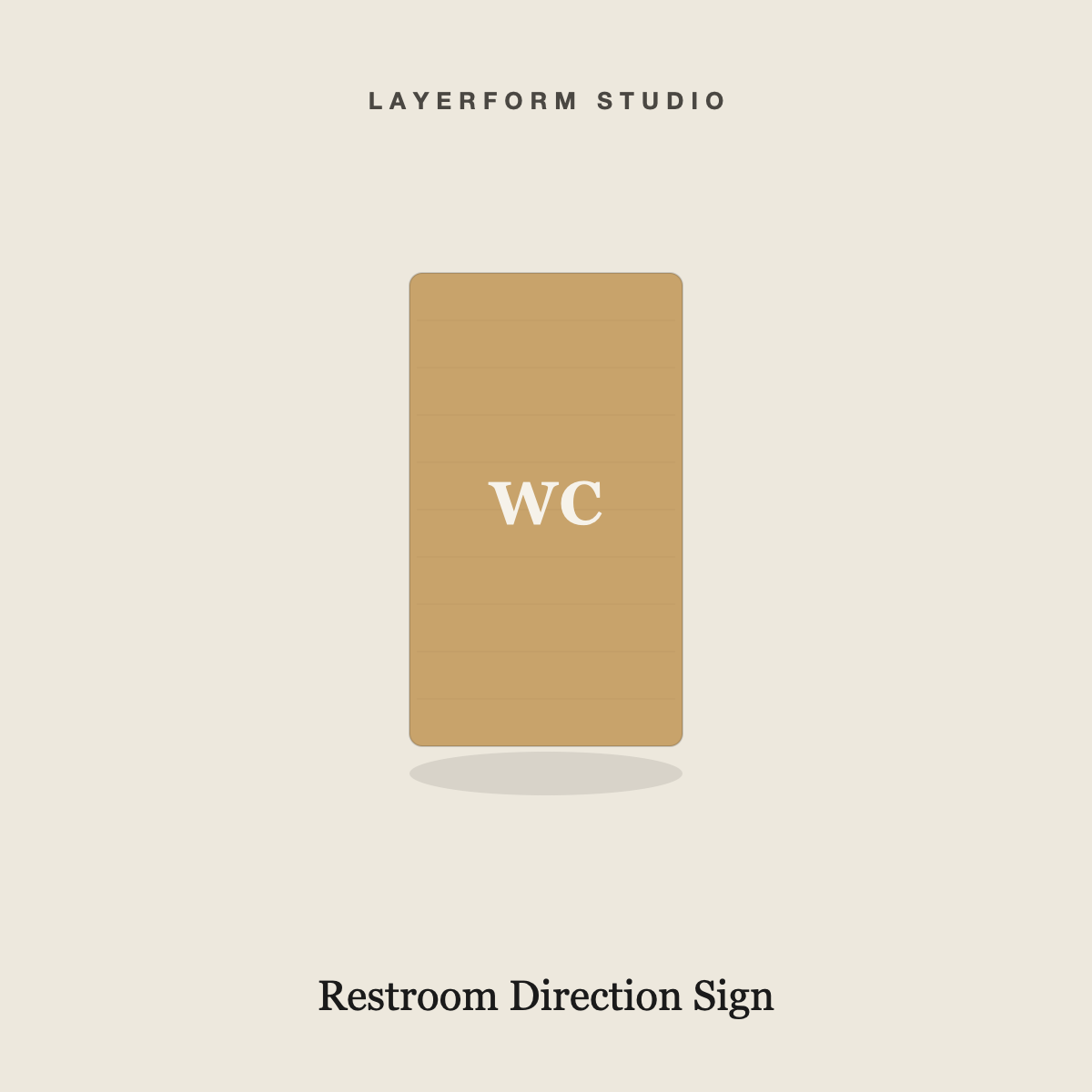 Engraved wood restroom direction sign by LayerForm Studio